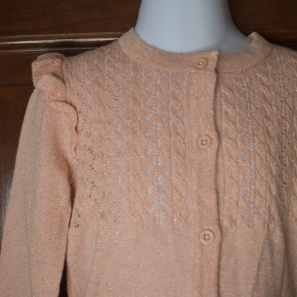 Little Girls Cardigan Sweater Pink  Size 3T Shimmer Ruffled - Picture 7 of 8